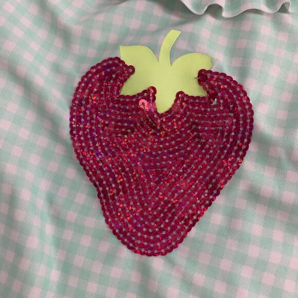 Sweet Pineapple Sequin Strawberry and Gingham One Piece Swimsuit Size 4T - Picture 6 of 10